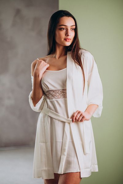 Нічна рожева шовкова сорочка з мереживною вставкою Martelle Lingerie 101 XS 101 фото