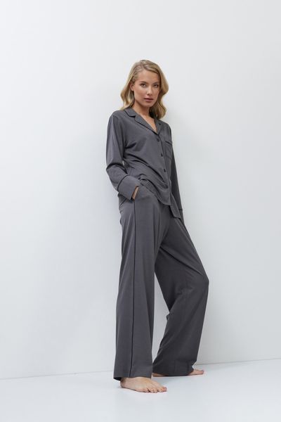 Женская пижама из мода рубашка и брюки темно-серые Aruelle Cadance pajama long XS Cadance pajama long фото