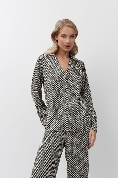 Жіноча шовкова піжама сорочка та штани темно-сірі Aruelle Romie pajama long S Romie pajama long фото