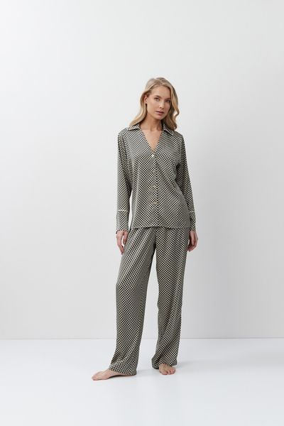Жіноча шовкова піжама сорочка та штани темно-сірі Aruelle Romie pajama long S Romie pajama long фото