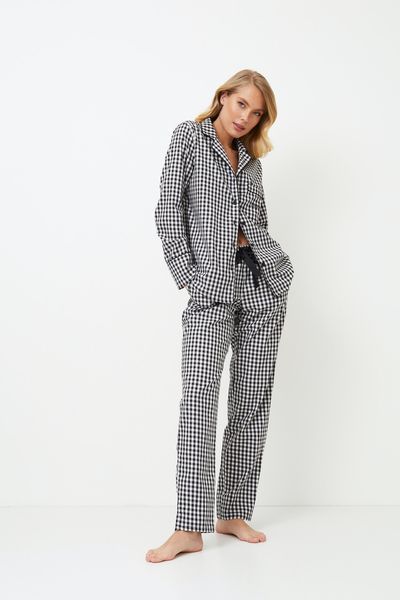 Жіноча чорна піжама сорочка та штани Aruelle Philippa pajama long L Philippa pajama long фото