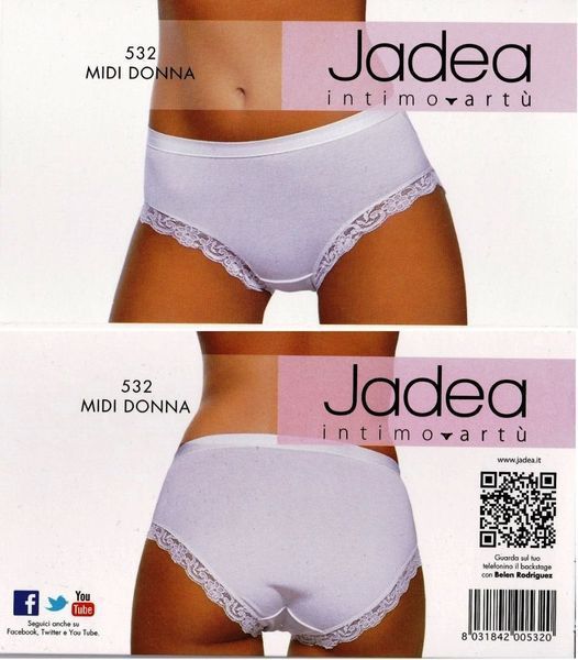 Високі жіночі бавовняні білі труси з мереживом Jadea 532 5/XL 532 фото