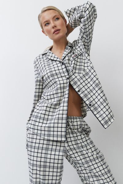 Молочна жіноча піжама фланелева сорочка та штани Aruelle Terra pajama long S Terra pajama long фото