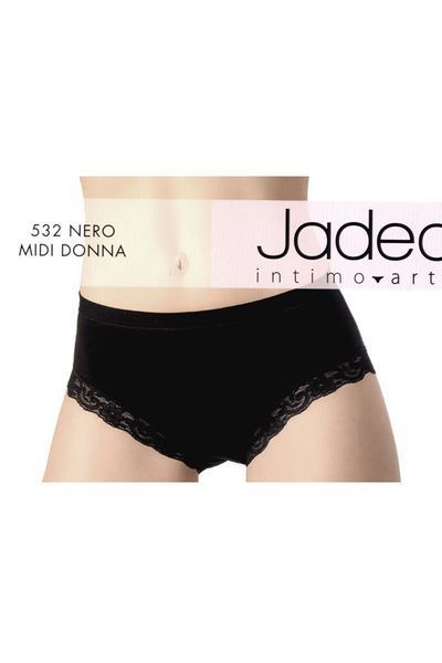 Високі жіночі бавовняні чорні трусики з мереживом Jadea 532 5/XL 532 фото