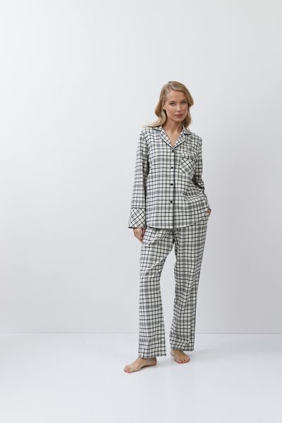 Молочна жіноча піжама фланелева сорочка та штани Aruelle Terra pajama long M Terra pajama long фото