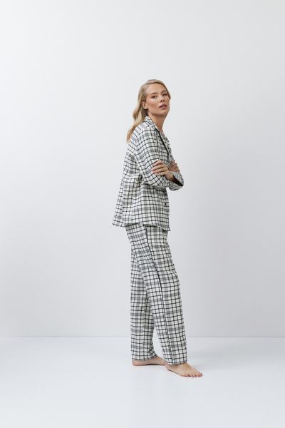 Молочна жіноча піжама фланелева сорочка та штани Aruelle Terra pajama long S Terra pajama long фото
