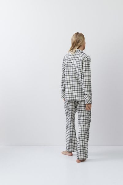 Молочна жіноча піжама фланелева сорочка та штани Aruelle Terra pajama long M Terra pajama long фото