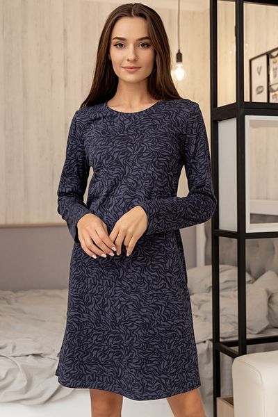 Бавовняна нічна синя сорочка з довгим рукавом Jasmine Lingerie Camelia 4508/16 L 4508/16 фото