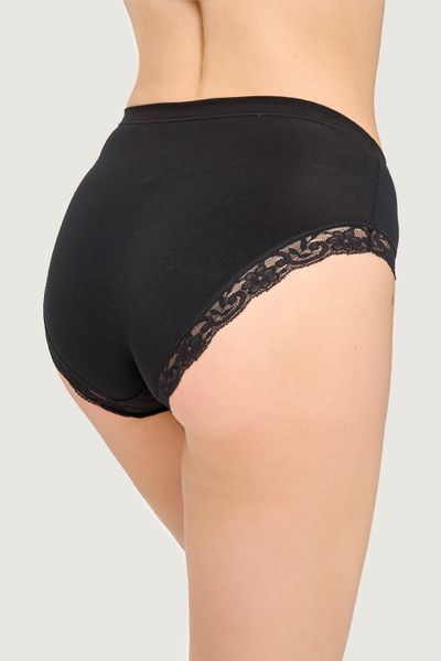 Високі жіночі бавовняні чорні трусики з мереживом Jadea 532 5/XL 532 фото