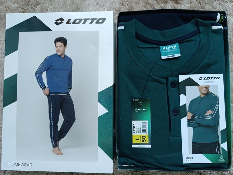 Теплая хлопковая мужская зеленая пижама LOTTO LP2120 XL 2120 фото