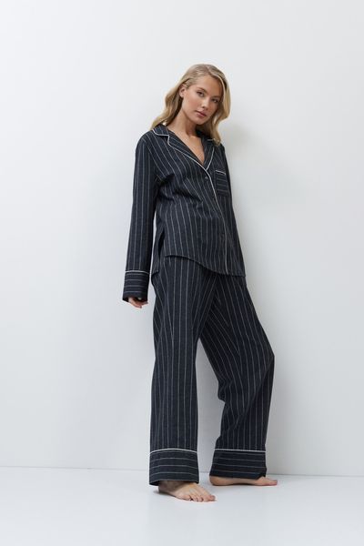 Темно-сіра жіноча піжама фланелева сорочка та штани Aruelle Casey pajama long XS Casey pajama long фото