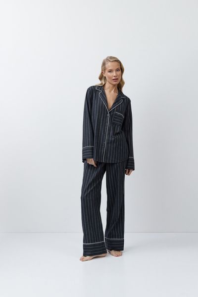 Темно-сіра жіноча піжама фланелева сорочка та штани Aruelle Casey pajama long XS Casey pajama long фото