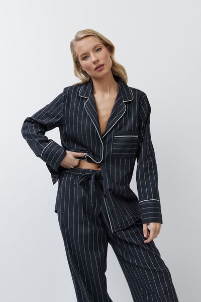 Темно-сіра жіноча піжама фланелева сорочка та штани Aruelle Casey pajama long XS Casey pajama long фото