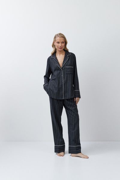 Темно-сіра жіноча піжама фланелева сорочка та штани Aruelle Casey pajama long XS Casey pajama long фото