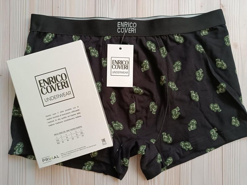 Чоловічі труси боксери чорні з принтом Enrico Coveri EB1250 L EB1250 фото