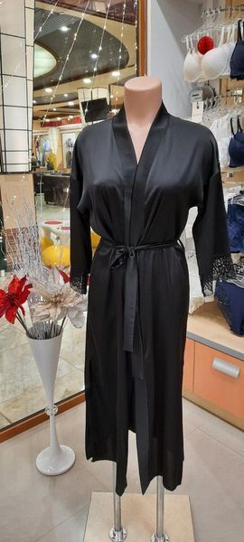 Женский шелковый халатик средней длины черный Martelle Lingerie 204 XS 204 фото