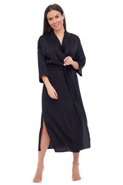Женский шелковый халатик средней длины черный Martelle Lingerie 204 XS 204 фото