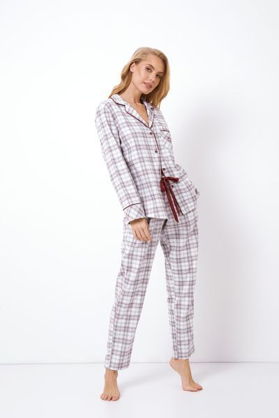 Женская серая пижама фланель рубашка и брюки Aruelle Lucille pajama long XS Lucille pajama long фото