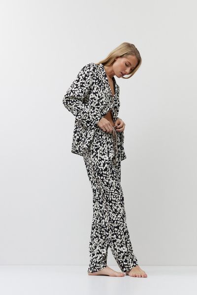 Женская пижама черного цвета рубашка и брюки Aruelle Solene pajama long M Solene pajama long фото