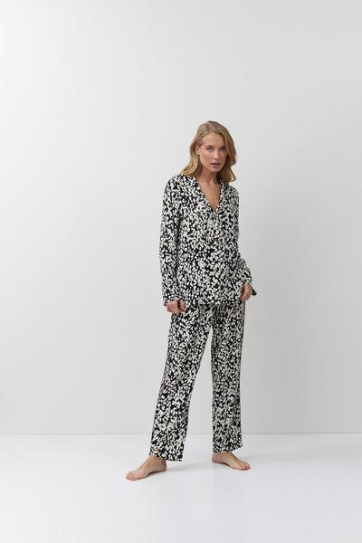 Женская пижама черного цвета рубашка и брюки Aruelle Solene pajama long M Solene pajama long фото