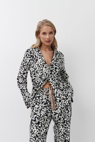 Женская пижама черного цвета рубашка и брюки Aruelle Solene pajama long M Solene pajama long фото