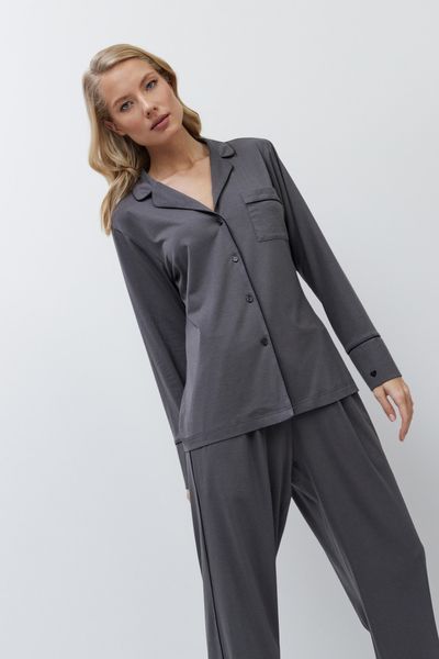 Жіноча піжама з модалу сорочка і штани темно-сірі Aruelle Cadance pajama long S Cadance pajama long фото