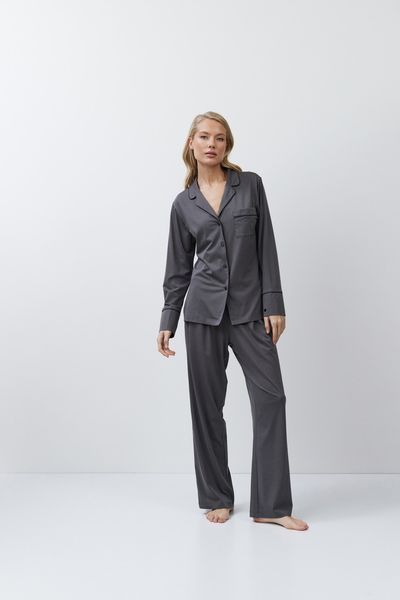 Жіноча піжама з модалу сорочка і штани темно-сірі Aruelle Cadance pajama long S Cadance pajama long фото