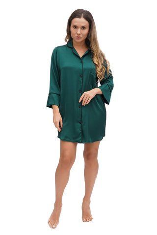 Короткая шелковая ночная рубашка на пуговицах изумрудная Martelle Lingerie 103 XS 103 фото