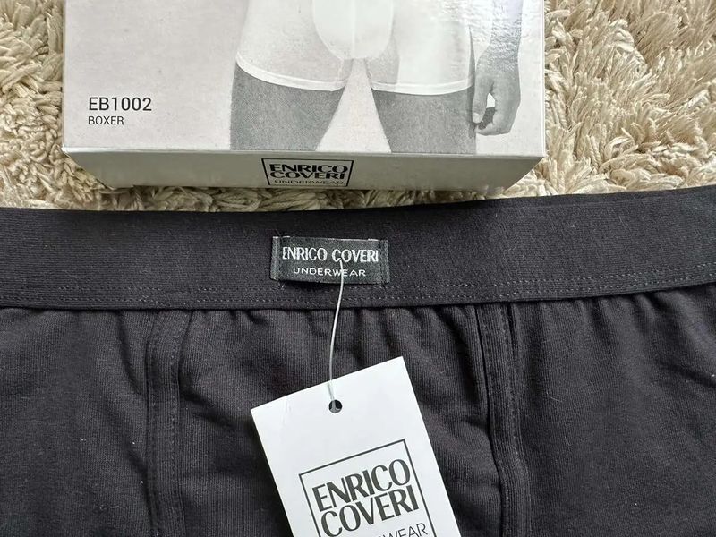 Чоловічі однотонні труси боксери чорні Enrico Coveri EB1002 L EB1002 фото