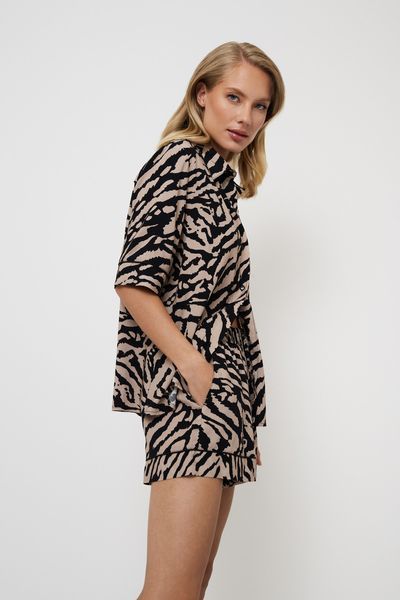 Женская пижама с вискозы рубашка и шорты коричневая Aruelle Sherry pajama short XS Sherry pajama short фото