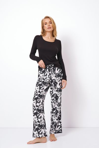 Женская черная пижама из вискозы с брюками Aruelle Maila pajama long L Maila pajama long фото