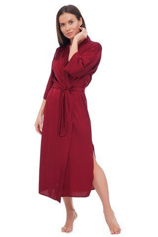 Женский длинный шелковый бордовый халат Martelle Lingerie 204 XS 204 фото