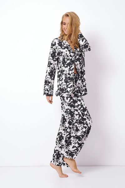 Жіноча чорна піжама з абстрактним принтом сорочка і штани Aruelle Melody pajama long XS Melody pajama long фото
