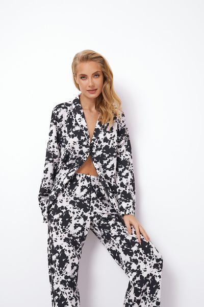 Жіноча чорна піжама з абстрактним принтом сорочка і штани Aruelle Melody pajama long XS Melody pajama long фото