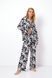 Жіноча чорна піжама з абстрактним принтом сорочка і штани Aruelle Melody pajama long XS Melody pajama long фото 10