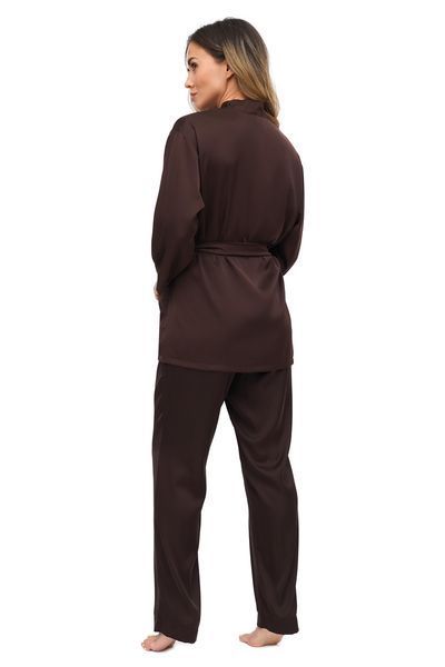 Короткий женский шелковый шоколадный халат Martelle Lingerie 209 XS 209 фото