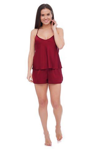 Женская бордовая шелковая пижама с шортами бордовая Martelle Lingerie 306 XS 306 фото