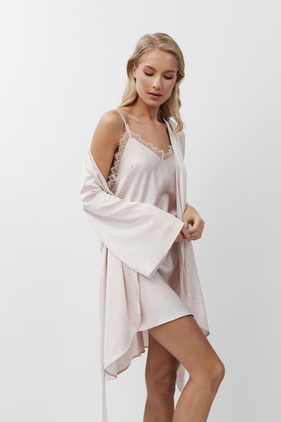 Жіноча нічна атласна сорочка на бретелях пудрова Aruelle Gwen nightdress L Gwen nightdress фото