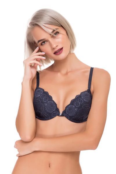 Синий бюстгальтер push-up gel с кружевными чашками Leilieve 991 65B 991 фото