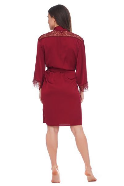 Шелковый женский халат с кружевом бордовый Martelle Lingerie 208 XS 208 фото