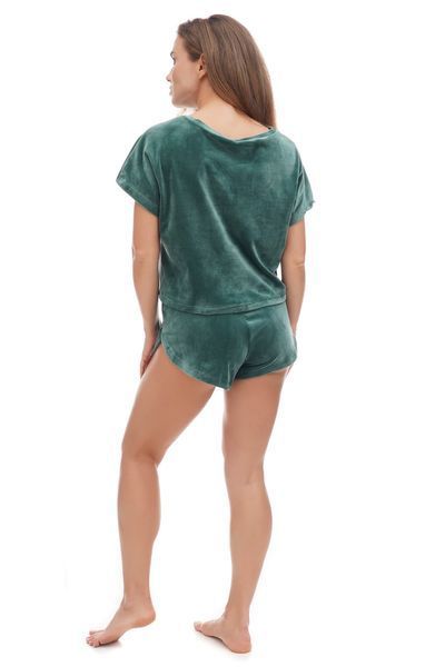 Жіноча піжама футболка та шорти темно-зелена Martelle Lingerie 313 XS 313 фото