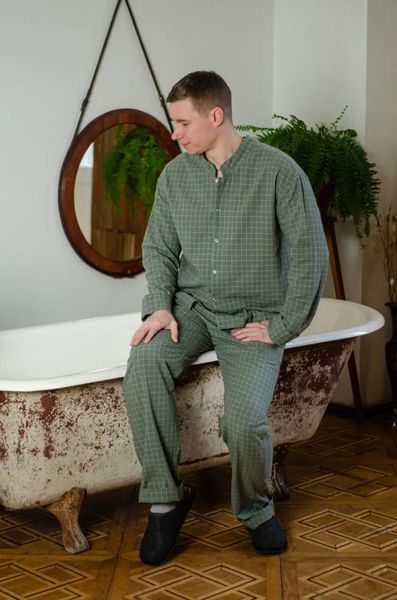 Мужская пижама со штанами из вареного хлопка цвета хаки PAPLYK 0001 XL-2XL 0001 фото