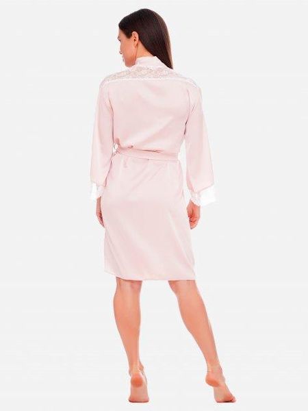 Шелковый короткий женский халат с кружевом розовая пудра Martelle Lingerie 208 XS 208 фото