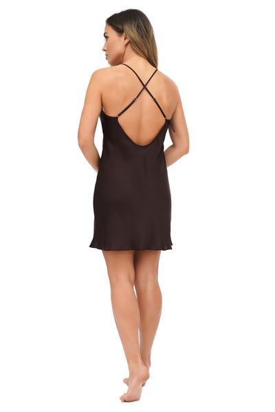 Коротка нічна шовкова коричнева сорочка Martelle Lingerie 109 XS 109 фото