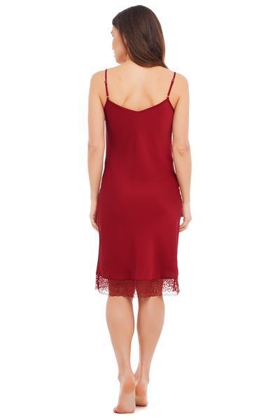 Жіноча нічна шовкова сорочка середньої довжини бордова Martelle Lingerie 108 XS 108 фото