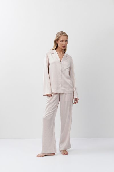 Жіноча пудрова шовкова піжама сорочка та штани Aruelle Gilian pajama long M Gilian pajama long фото