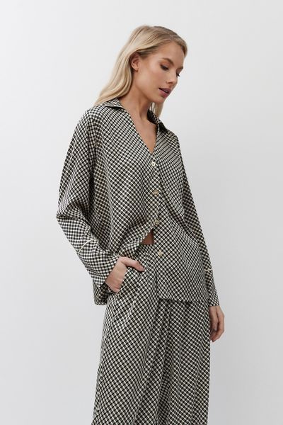 Жіноча шовкова піжама сорочка та штани темно-сірі Aruelle Romie pajama long S Romie pajama long фото