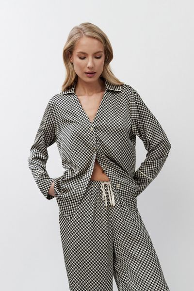 Жіноча шовкова піжама сорочка та штани темно-сірі Aruelle Romie pajama long S Romie pajama long фото