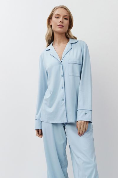 Жіноча блакитна піжама з модалу сорочка і штани Aruelle Brea pajama long XS Brea pajama long фото