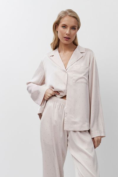 Жіноча пудрова шовкова піжама сорочка та штани Aruelle Gilian pajama long M Gilian pajama long фото